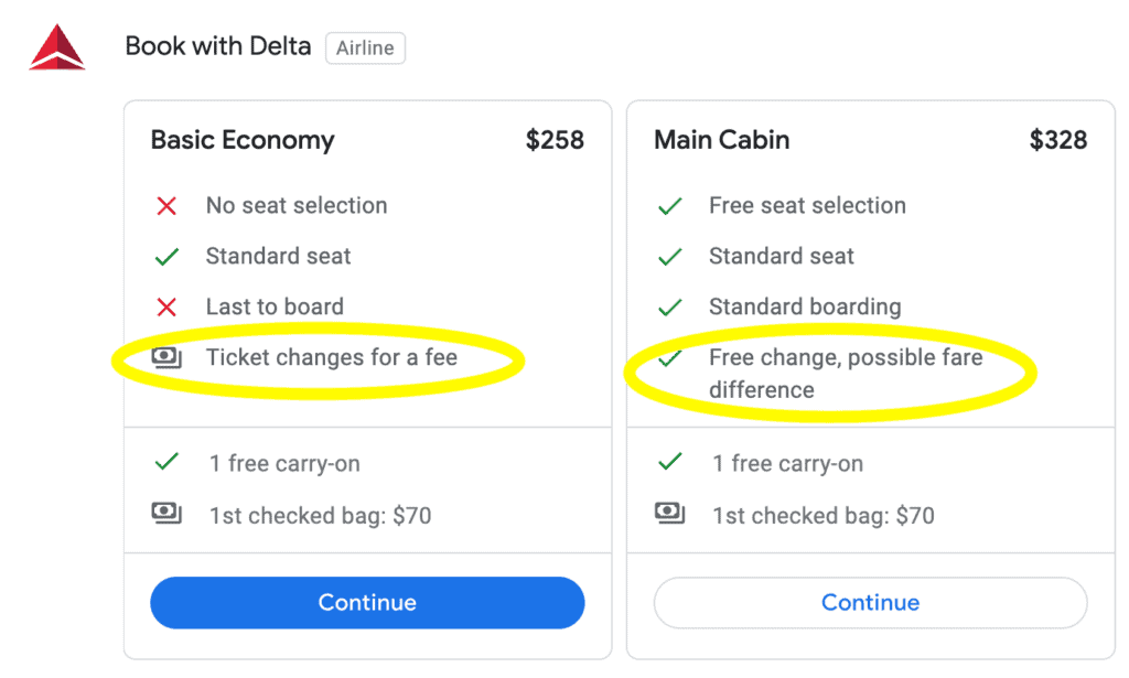 Delta Fare Class