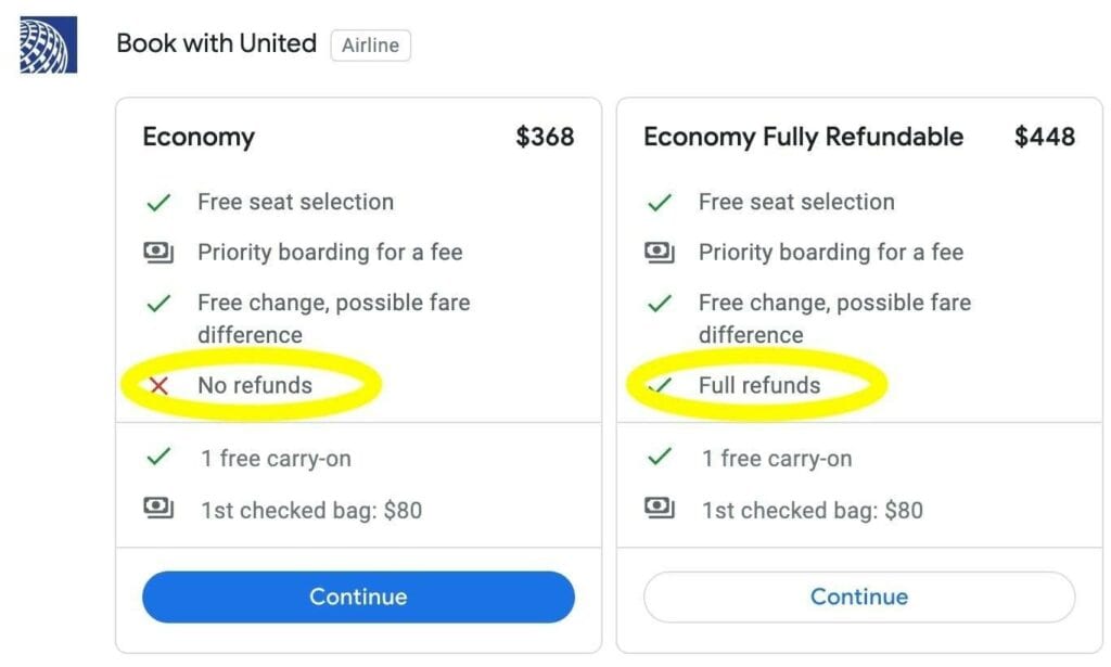 United Fare Class