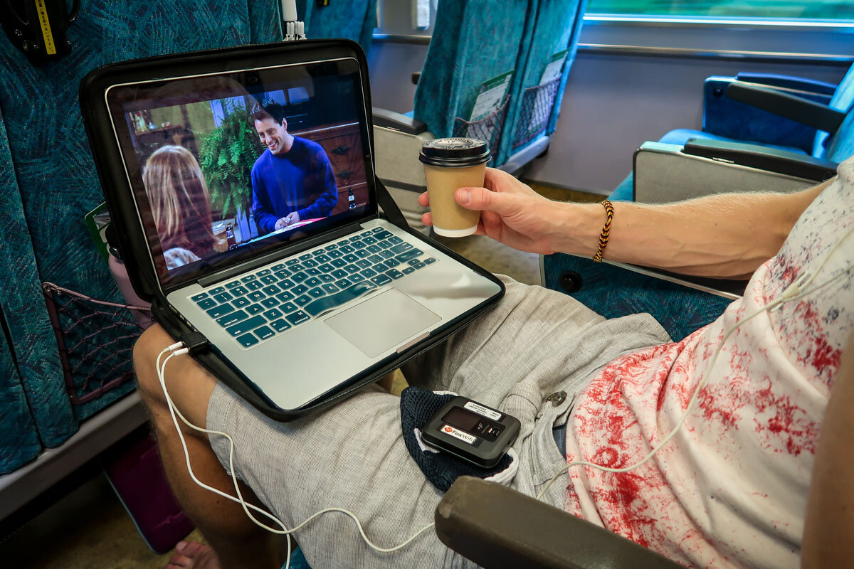 Japan Rail Pass Watching Shows on the Train