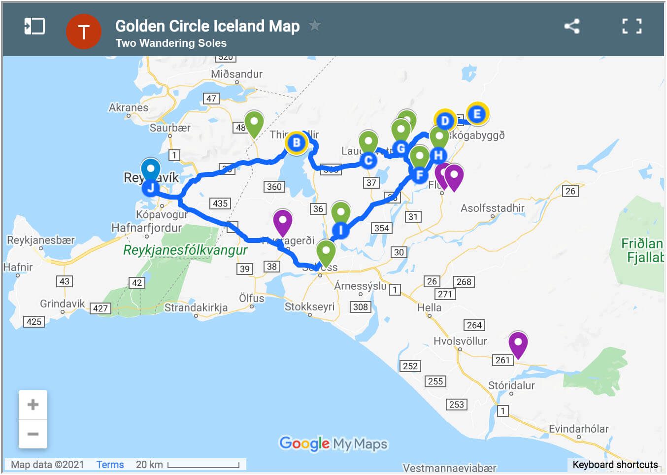 Golden Circle Iceland Map 