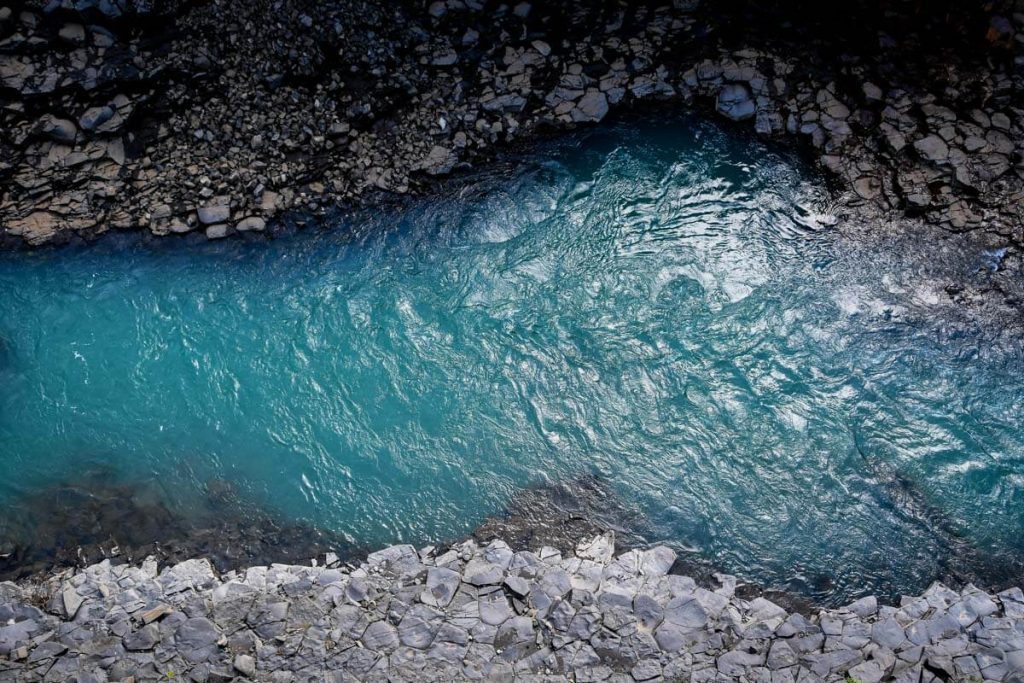 Stuðlagil Canyon blue water