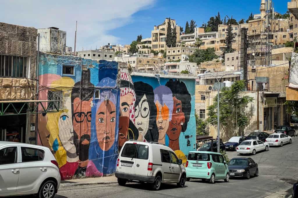 Parking and street art in Amman Jordan