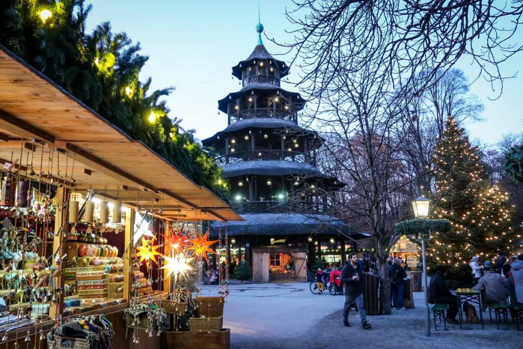 Chinese Tower Christmas market Munich, Germany