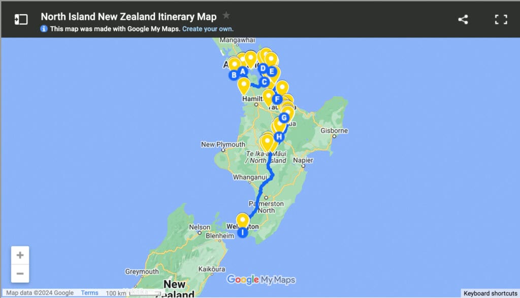 New Zealand North Island Itinerary Map