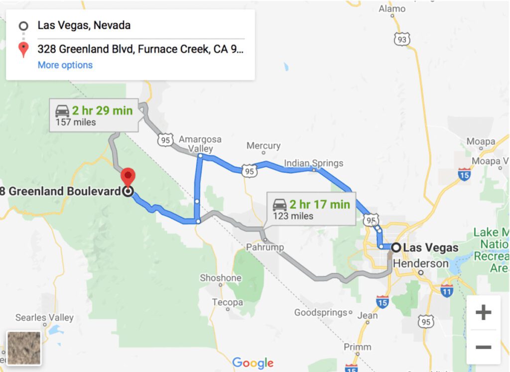 Las Vegas to Death Valley Map
