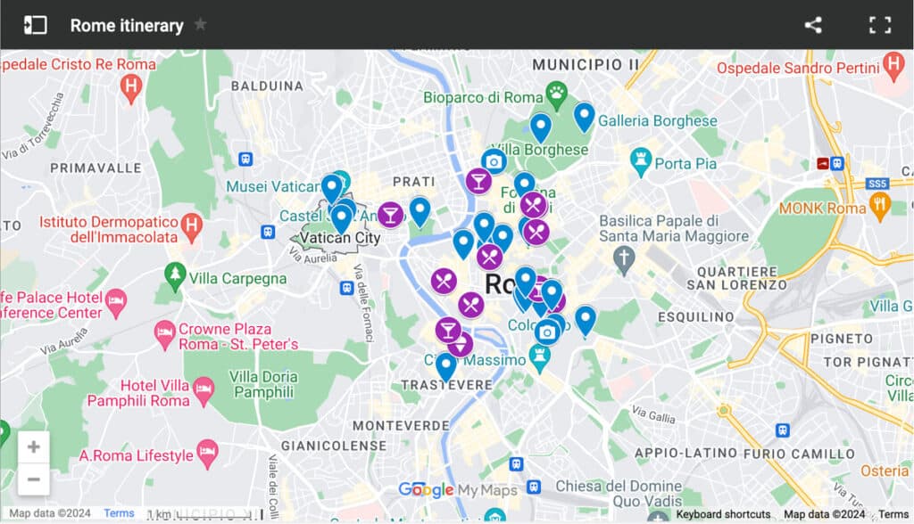 3 days in Rome Italy itinerary map