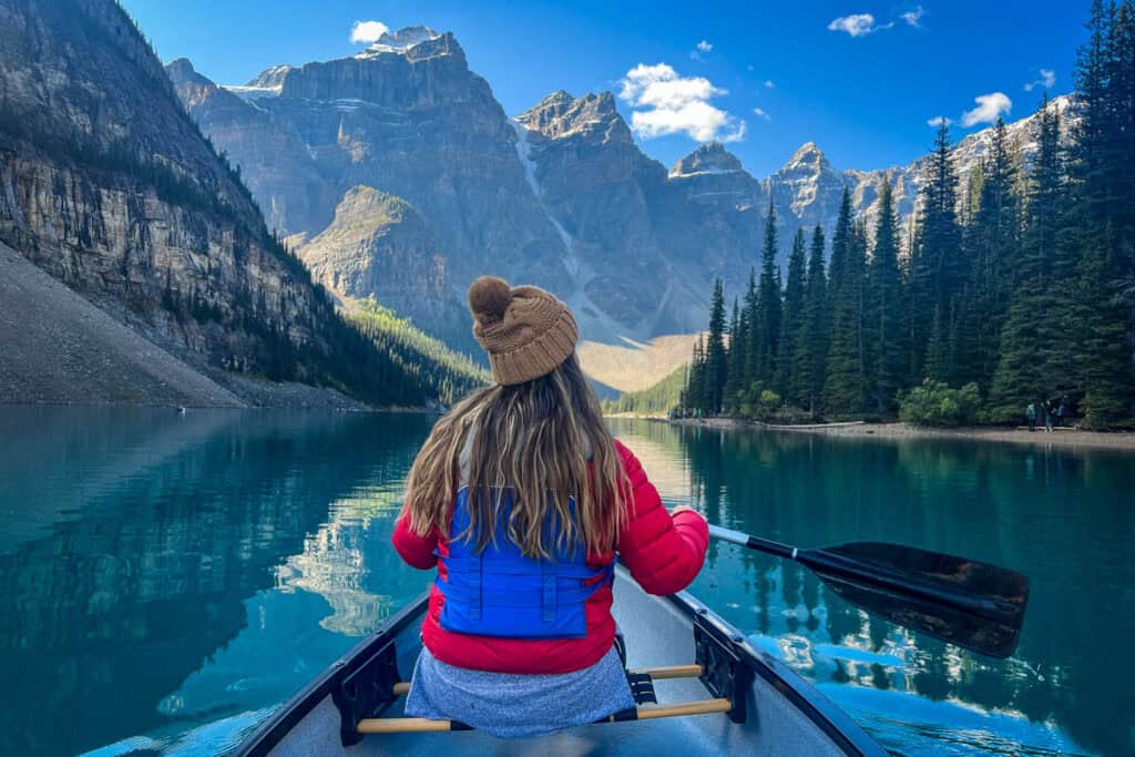 Canoeing Moraine Lake Banff Canada