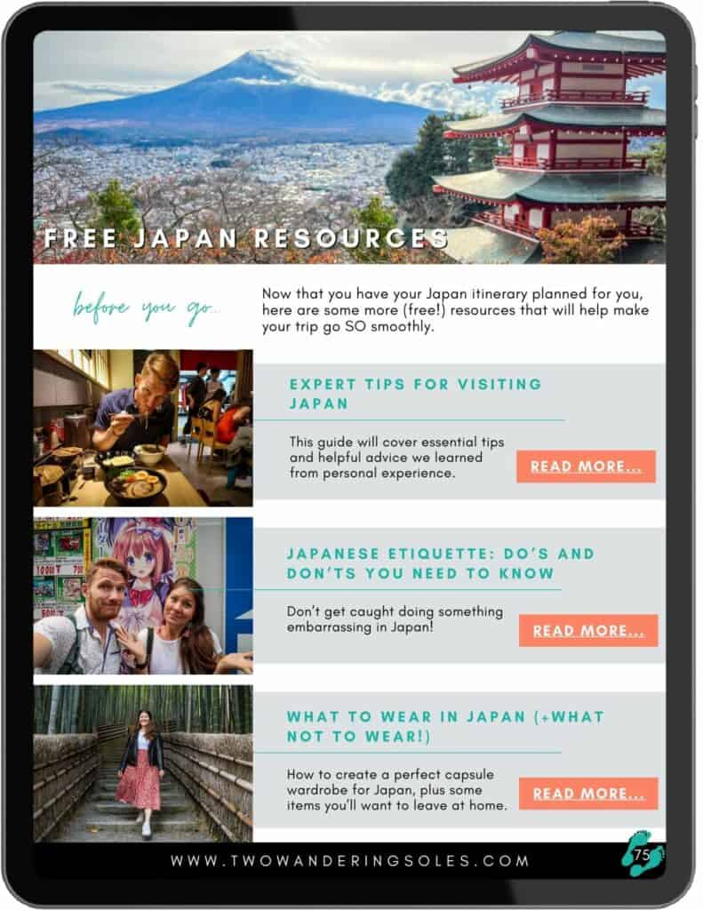 Japan itinerary free resources preview