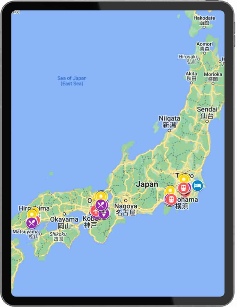 Japan itinerary map preview