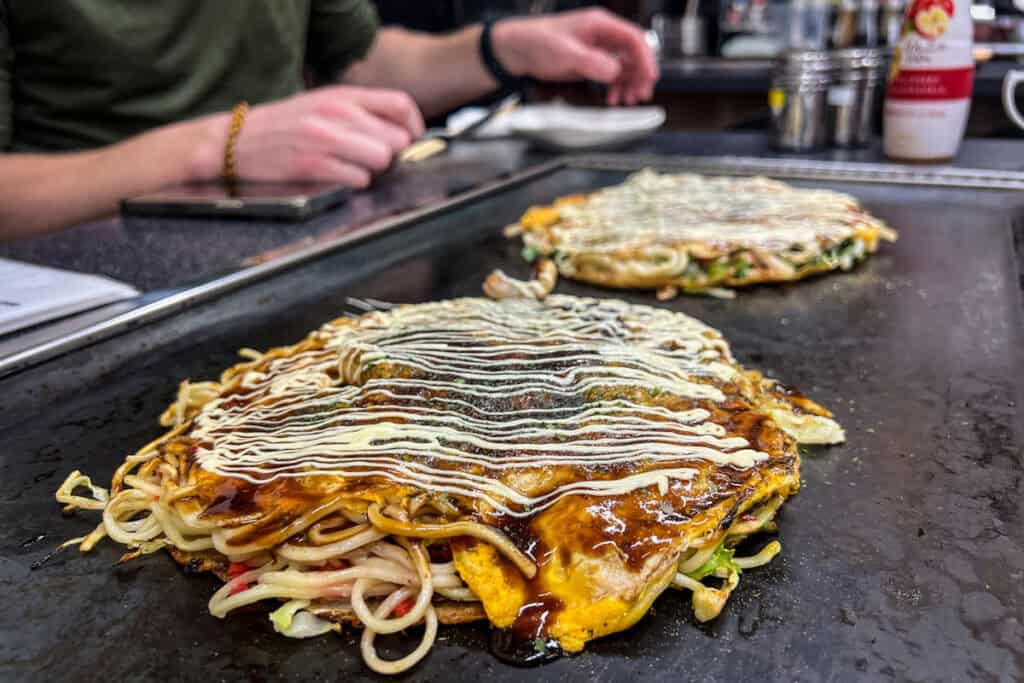 Okonomiyaki in Kyoto Japan