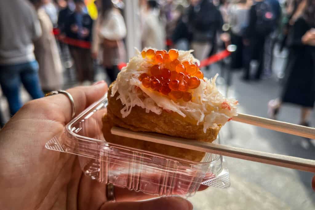 Inari sushi from Tsukiji Market in Tokyo Japan