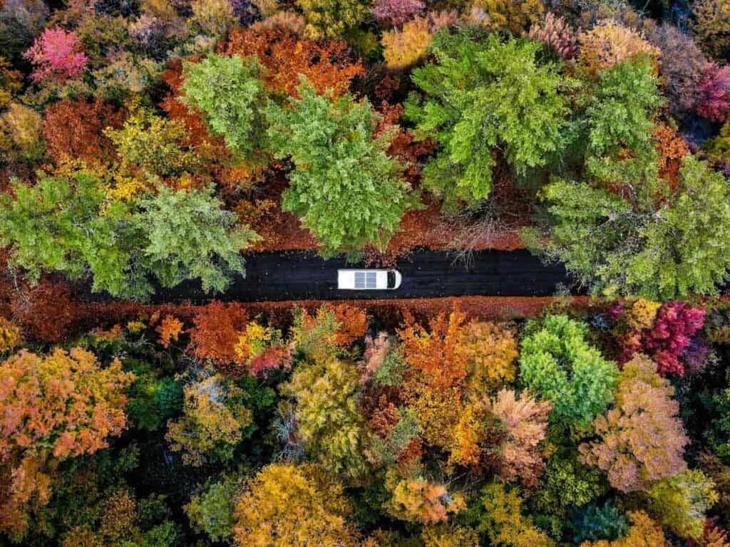 New England fall road trip campervan