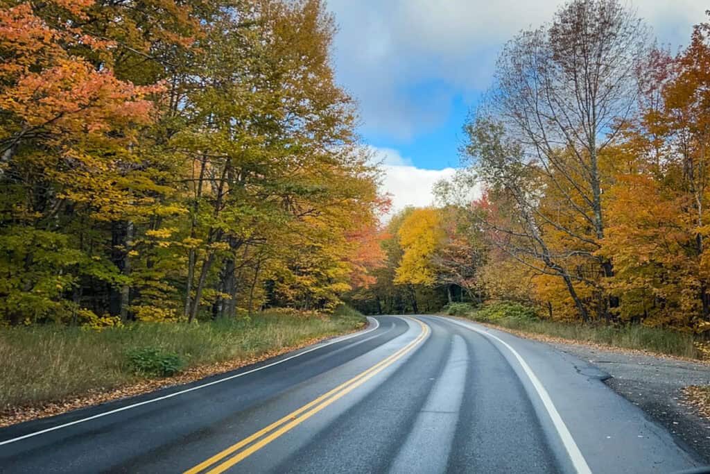 New England fall road trip drive through Smugglers Notch