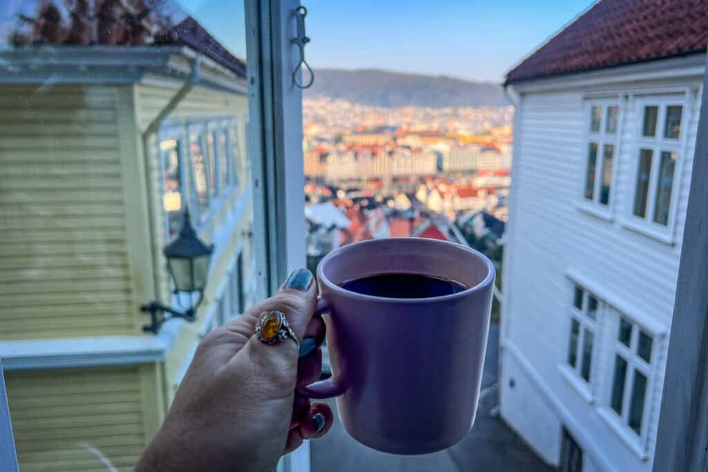 Coffee at Airbnb in Bergen Norway