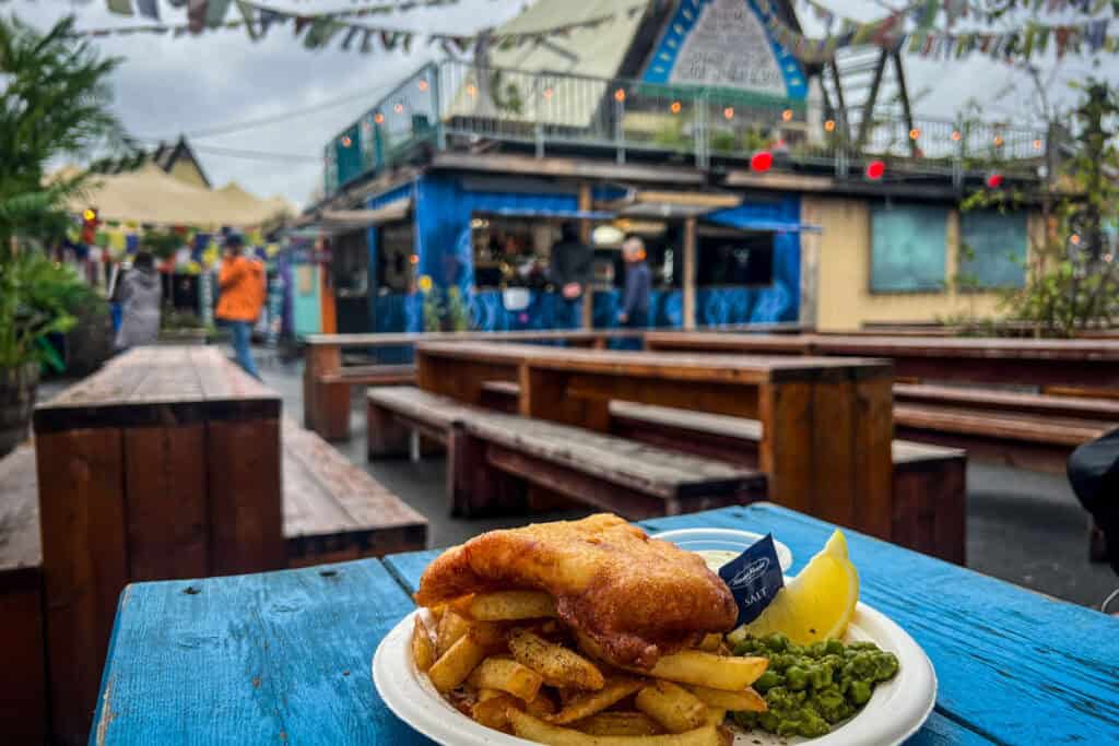 Fish and chips from Fra Dypet at SALT cafe Oslo Norway