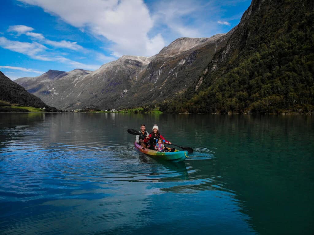 Kayak Norwegian fjord drone