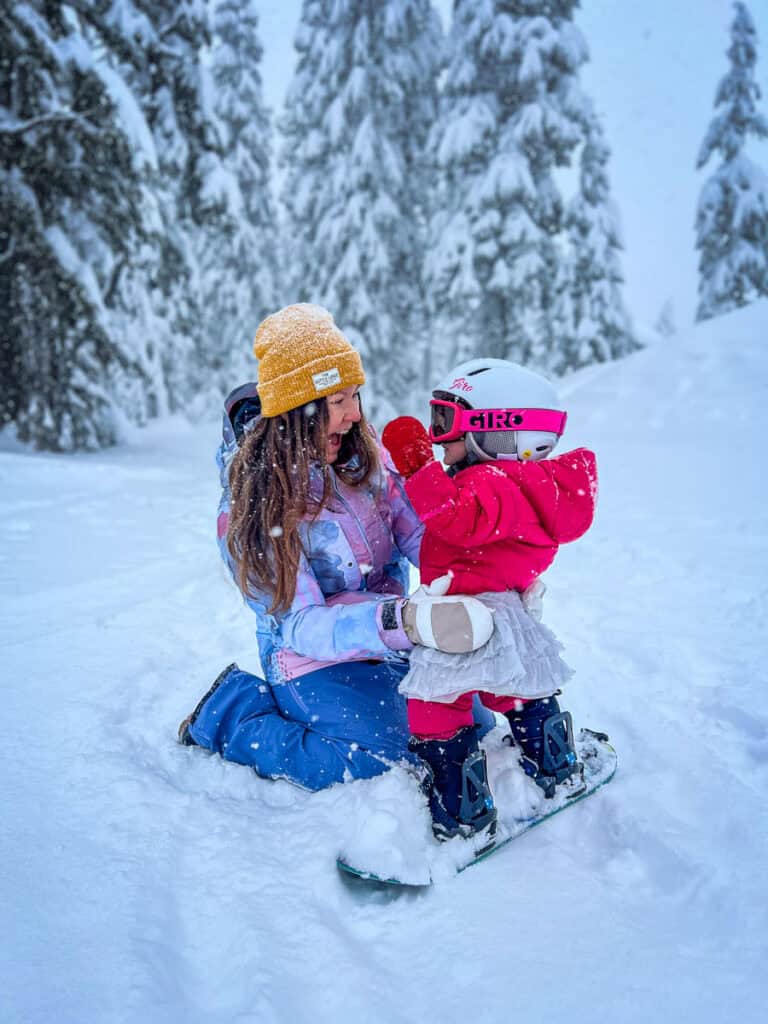 Toddler snowboard Mount Hood