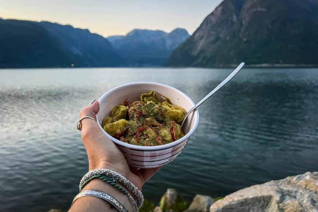 Camping pesto pasta Norway