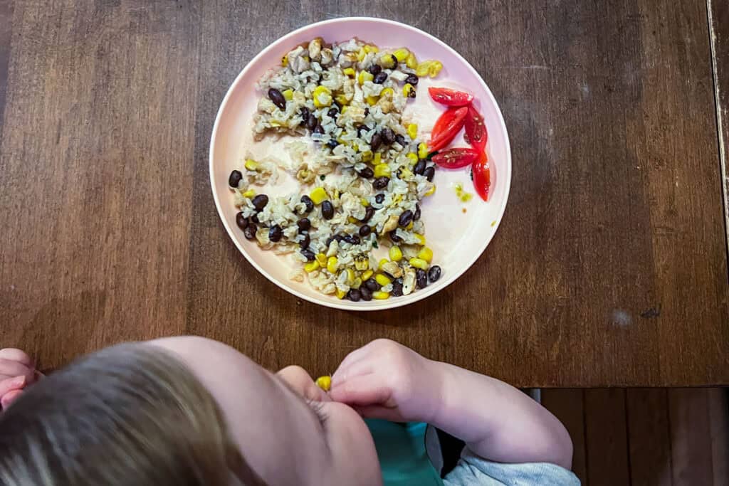 Family travel food corn and beans