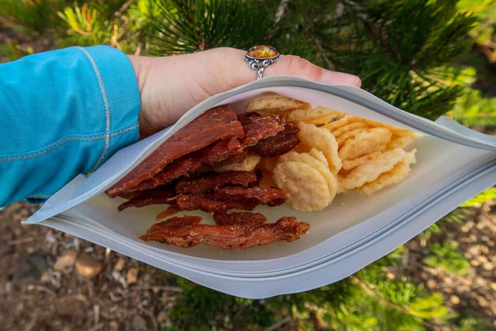 Family travel snacks beef and crackers